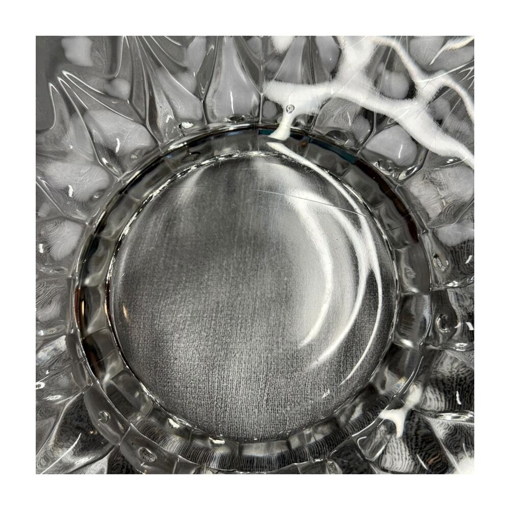 Clear Pressed Glass Sunburst Serving Bowl 11in Scalloped Crimped Edge - Picture 6 of 6